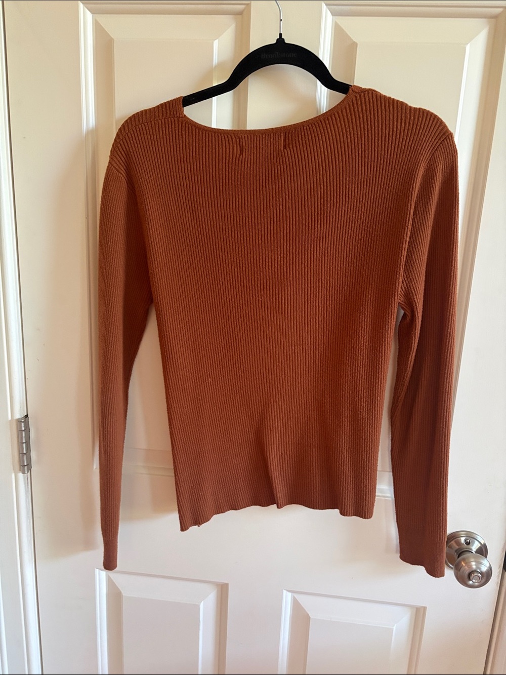 Rust Wrap-Front Ribbed Sweater - Picture 3 of 3